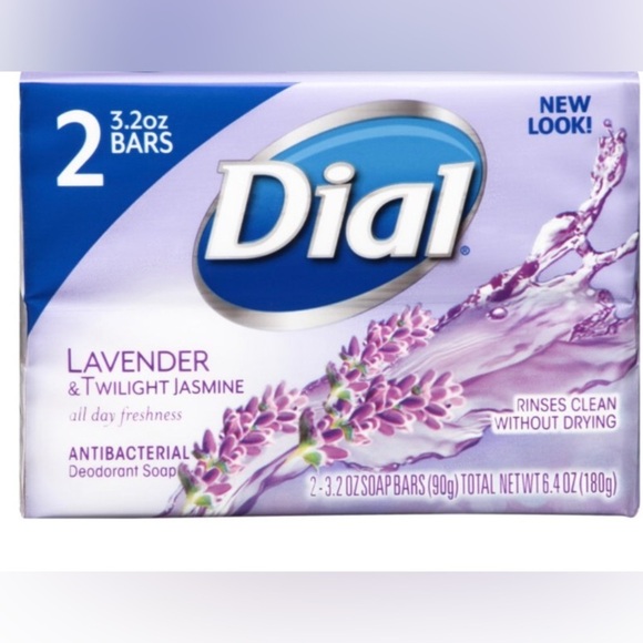 2 Bars DIAL Lavender & Twilight Jasmine  Antibacterial Deodorant Soap 3.2oz Each - Picture 2 of 6